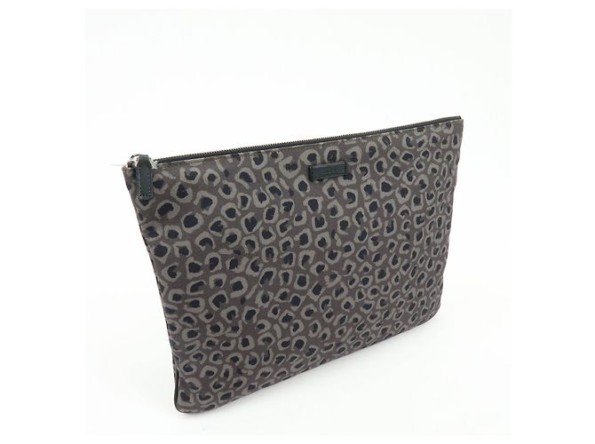 Borsa a pochette GUCCI in tela e pelle Leopard Grey Black 353478 - vista 4