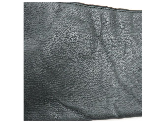 Borsa a pochette GUCCI in pelle Bamboo Flat Pouch Black 449653 - vista 13