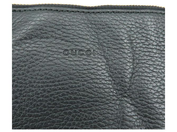 Borsa a pochette GUCCI in pelle Bamboo Flat Pouch Black 449653 - vista 14