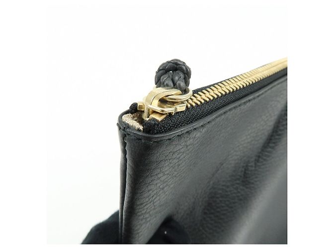 Borsa a pochette GUCCI in pelle Bamboo Flat Pouch Black 449653 - vista 15