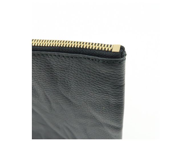 Borsa a pochette GUCCI in pelle Bamboo Flat Pouch Black 449653 - vista 16