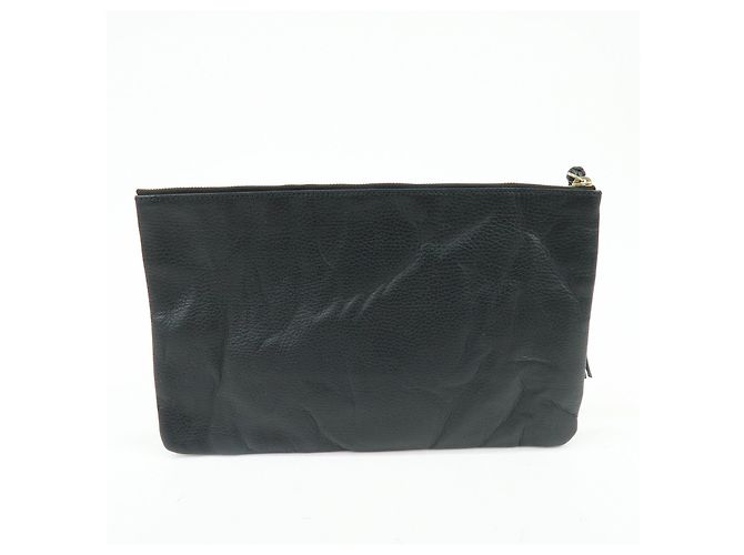 Borsa a pochette GUCCI in pelle Bamboo Flat Pouch Black 449653 - vista 2