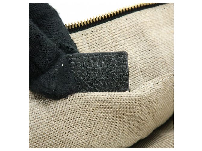 Borsa a pochette GUCCI in pelle Bamboo Flat Pouch Black 449653 - vista 24