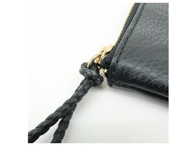 Borsa a pochette GUCCI in pelle Bamboo Flat Pouch Black 449653 - vista 7