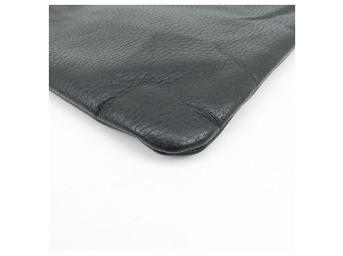 Borsa a pochette GUCCI in pelle Bamboo Flat Pouch Black 449653 - vista 8