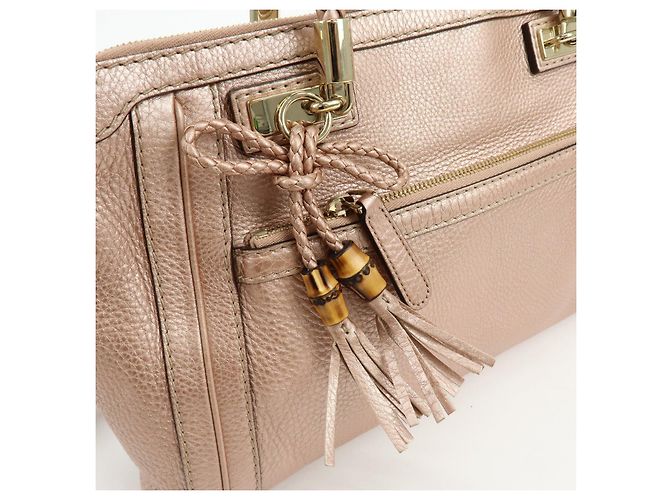 Borsa 2Way in pelle GUCCI Bamboo Interlocking G Rosa 282300 - vista 12