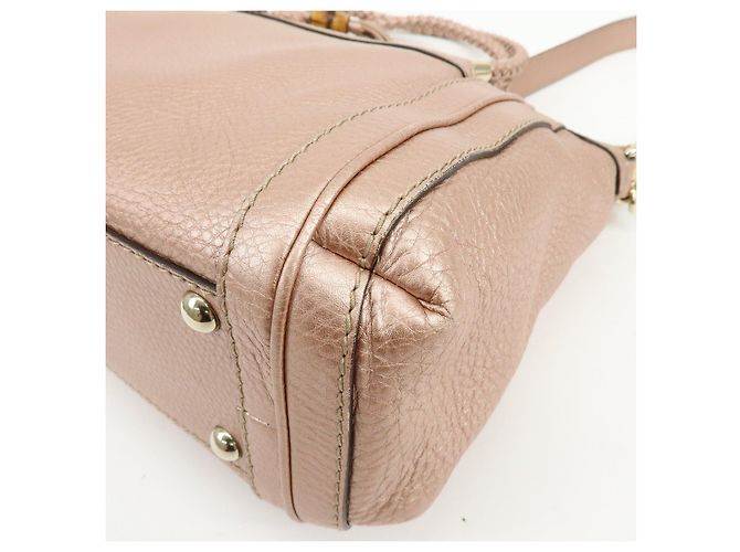 Borsa 2Way in pelle GUCCI Bamboo Interlocking G Rosa 282300 - vista 14