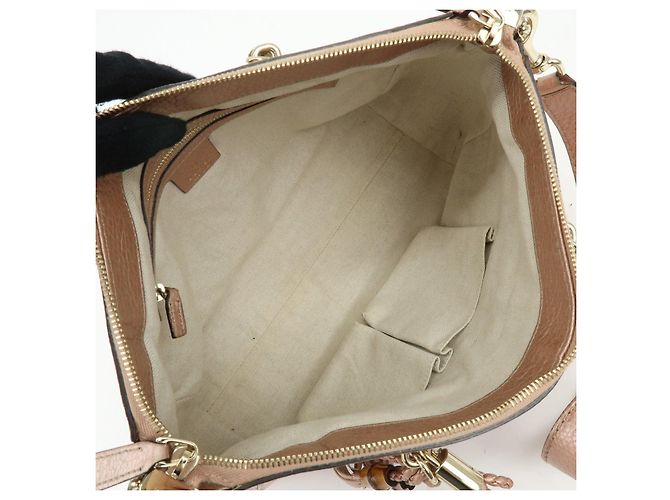 Borsa 2Way in pelle GUCCI Bamboo Interlocking G Rosa 282300 - vista 19