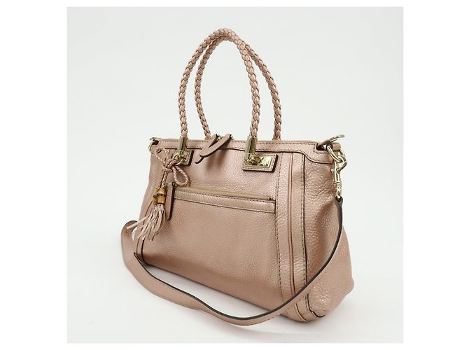Borsa 2Way in pelle GUCCI Bamboo Interlocking G Rosa 282300 - vista 3
