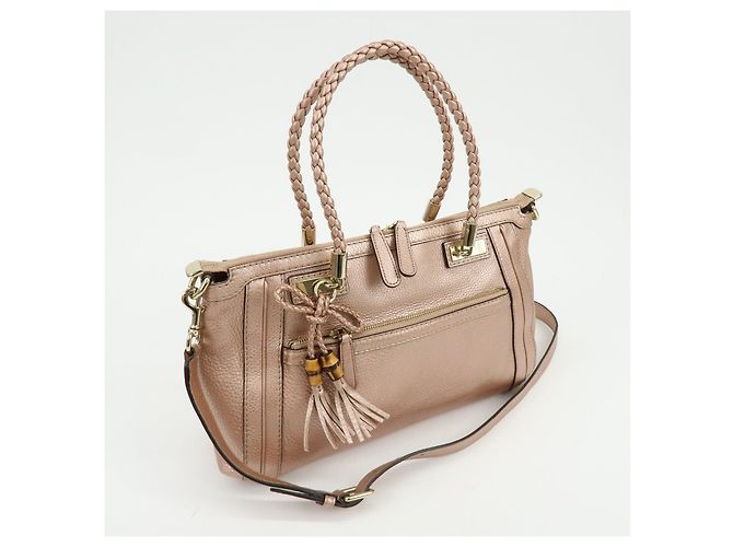 Borsa 2Way in pelle GUCCI Bamboo Interlocking G Rosa 282300 - vista 4