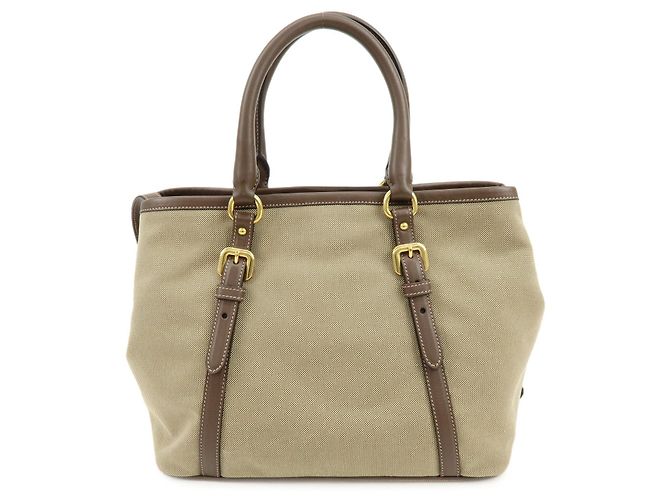 Borsa Tote 2Way PRADA in tela jacquard con logo Triangle e pelle Marrone BN1841 - vista 2