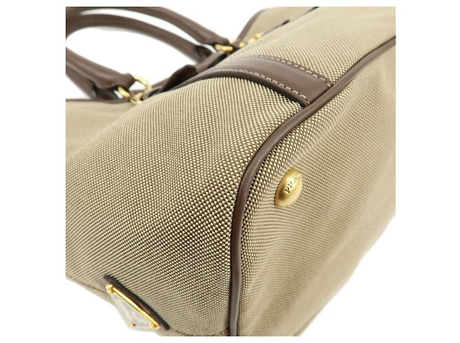 Borsa Tote 2Way PRADA in tela jacquard con logo Triangle e pelle Marrone BN1841 - vista 7