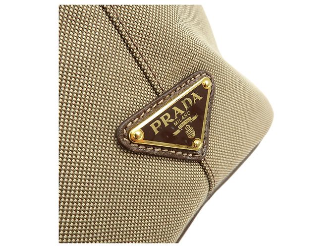 Borsa Tote 2Way PRADA in tela jacquard con logo Triangle e pelle Marrone BN1841 - vista 9