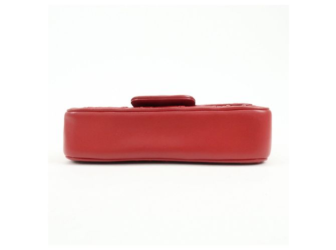Borsa a tracolla con catena PRADA in pelle di capra nappa rossa 1BD140 - vista 5