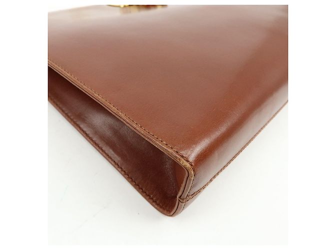 Salvatore Ferragamo Borsa a spalla con catena Ferragamo Gancini in pelle di vitello Marrone - vista 10