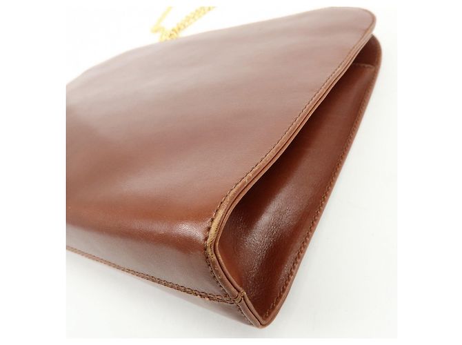 Salvatore Ferragamo Borsa a spalla con catena Ferragamo Gancini in pelle di vitello Marrone - vista 12