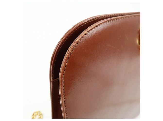 Salvatore Ferragamo Borsa a spalla con catena Ferragamo Gancini in pelle di vitello Marrone - vista 14