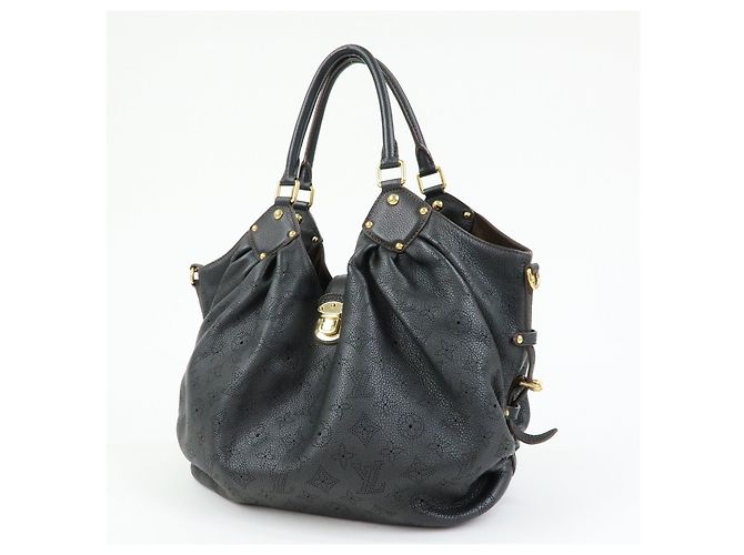 Borsa a tracolla Louis Vuitton Monogram Leather Mahina L Noir M95765 - vista 3
