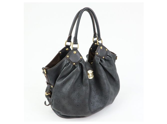 Borsa a tracolla Louis Vuitton Monogram Leather Mahina L Noir M95765 - vista 4