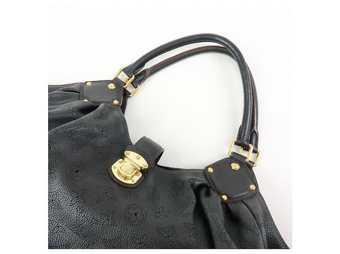 Borsa a tracolla Louis Vuitton Monogram Leather Mahina L Noir M95765 - vista 6