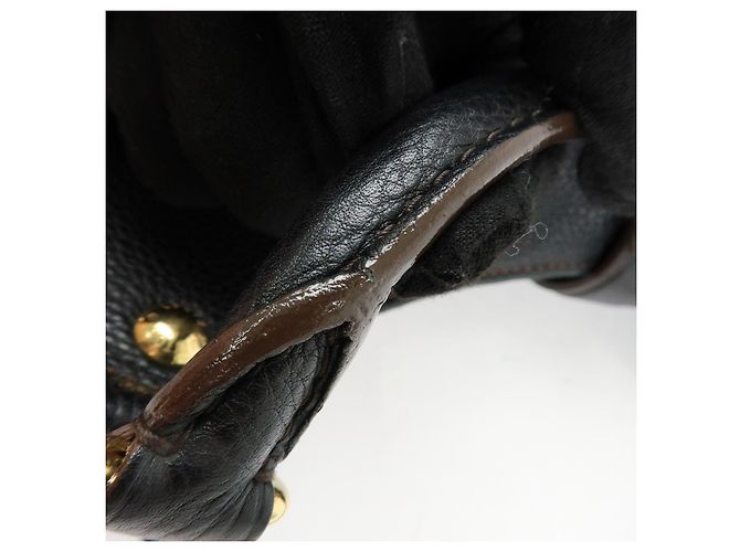 Borsa a tracolla Louis Vuitton Monogram Leather Mahina L Noir M95765 - vista 7