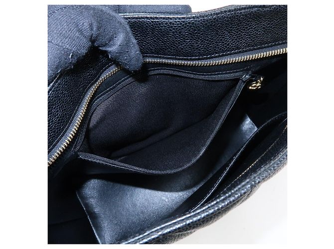 Borsa Tote CHANEL Matelassé COCO Mark Caviarskin Medallion Nera A01804 - vista 19