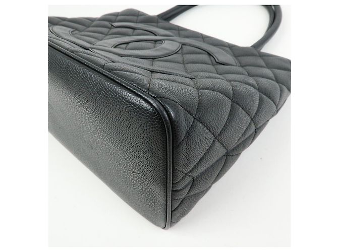 Borsa Tote CHANEL Matelasse COCO Mark Caviarskin Medallion Nera A01804 - vista 10