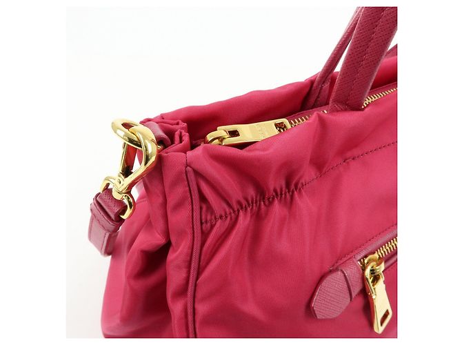PRADA Borsa 2Way in Nylon Tessuto Borsa a Mano Borsa a Spalla Rosa 1BA843 - vista 17