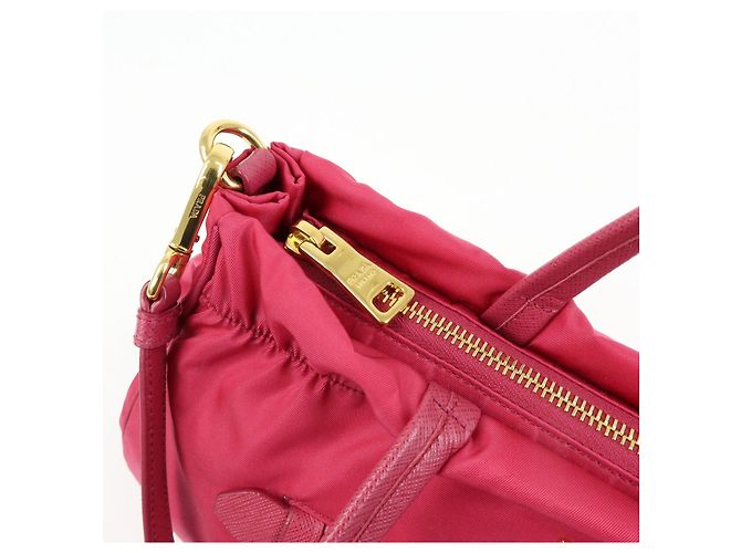PRADA Borsa 2Way in Nylon Tessuto Borsa a Mano Borsa a Spalla Rosa 1BA843 - vista 19