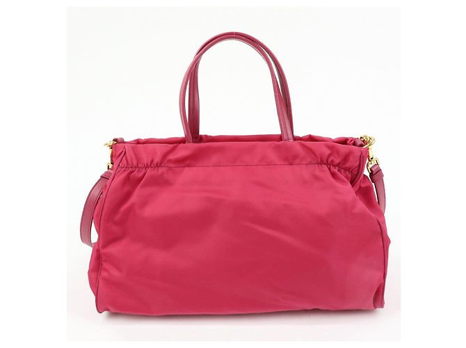 PRADA Borsa 2Way in Nylon Tessuto Borsa a Mano Borsa a Spalla Rosa 1BA843 - vista 2