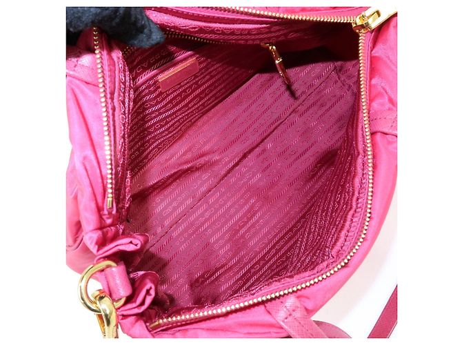 PRADA Borsa 2Way in Nylon Tessuto Borsa a Mano Borsa a Spalla Rosa 1BA843 - vista 21