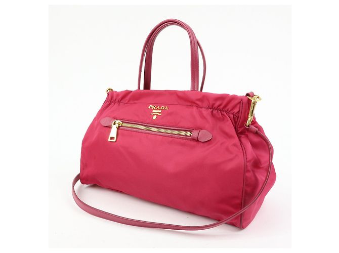 PRADA Borsa 2Way in Nylon Tessuto Borsa a Mano Borsa a Spalla Rosa 1BA843 - vista 3