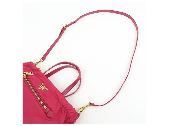 PRADA Borsa 2Way in Nylon Tessuto Borsa a Mano Borsa a Spalla Rosa 1BA843 - vista 6