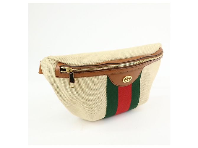 Borsa vita GUCCI Sherry Interlocking G Canvas Leather Beige 575082 - vista 4