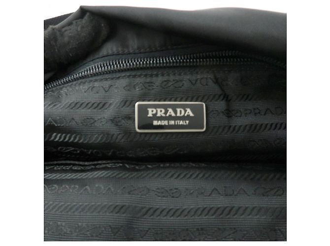 Borsa a spalla PRADA in nylon e pelle Saffiano con logo triangolare Nero - vista 23