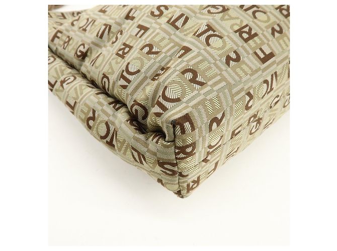 Salvatore Ferragamo Borsa a tracolla Ferragamo Logo Canvas Leather Beige Brown Khaki - vista 10