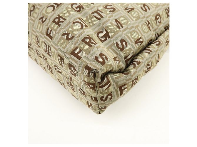 Salvatore Ferragamo Borsa a tracolla Ferragamo Logo Canvas Leather Beige Brown Khaki - vista 11