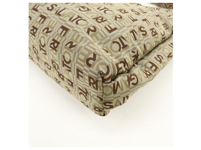 Salvatore Ferragamo Borsa a tracolla Ferragamo Logo Canvas Leather Beige Brown Khaki - vista 13