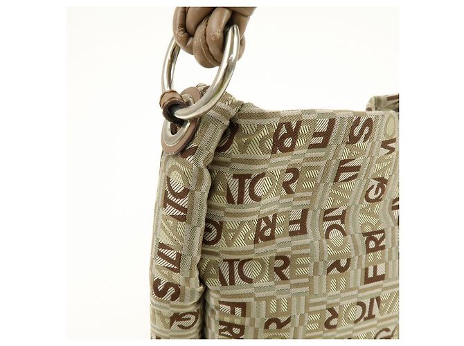 Salvatore Ferragamo Borsa a tracolla Ferragamo Logo Canvas Leather Beige Brown Khaki - vista 15