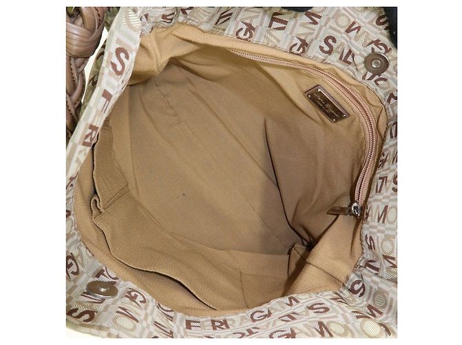 Salvatore Ferragamo Borsa a tracolla Ferragamo Logo Canvas Leather Beige Brown Khaki - vista 16