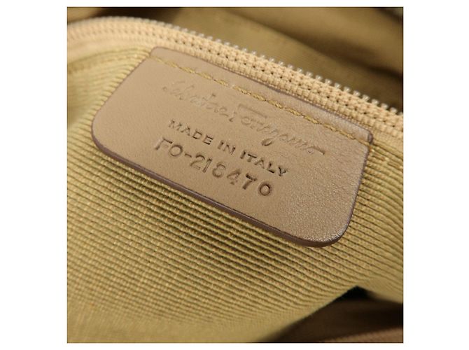 Salvatore Ferragamo Borsa a tracolla Ferragamo Logo Canvas Leather Beige Brown Khaki - vista 20