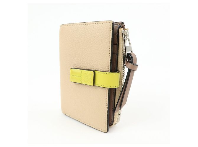 Cartera compacta de piel Anagram LOEWE Beige Yellow - vista 3