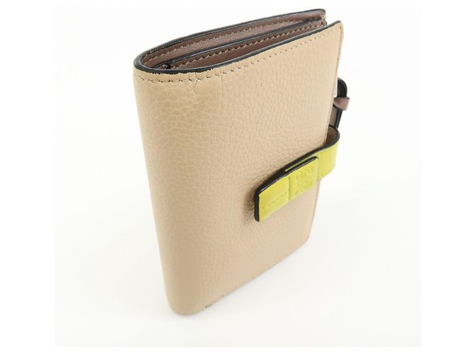 Cartera compacta de piel Anagram LOEWE Beige Yellow - vista 4