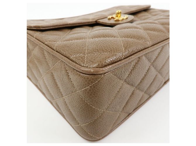Borsa a spalla con catena CHANEL Matelasse Cavairskin Marrone Chiaro - vista 10