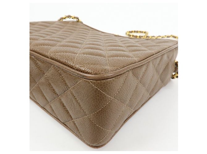 Borsa a spalla con catena CHANEL Matelasse Cavairskin Marrone Chiaro - vista 11