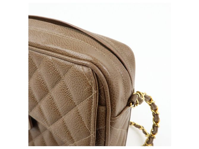 Borsa a spalla con catena CHANEL Matelasse Cavairskin Marrone Chiaro - vista 13