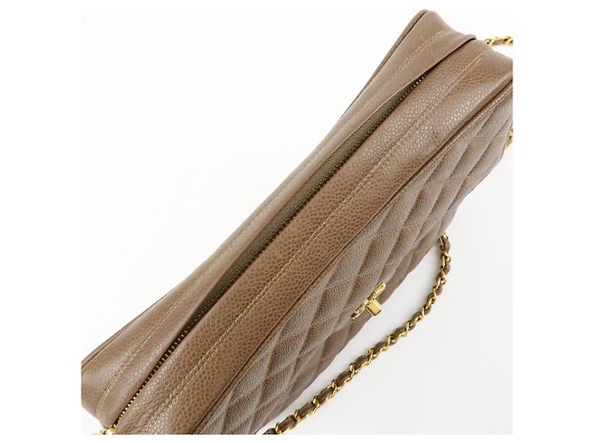 Borsa a spalla con catena CHANEL Matelasse Cavairskin Marrone Chiaro - vista 15
