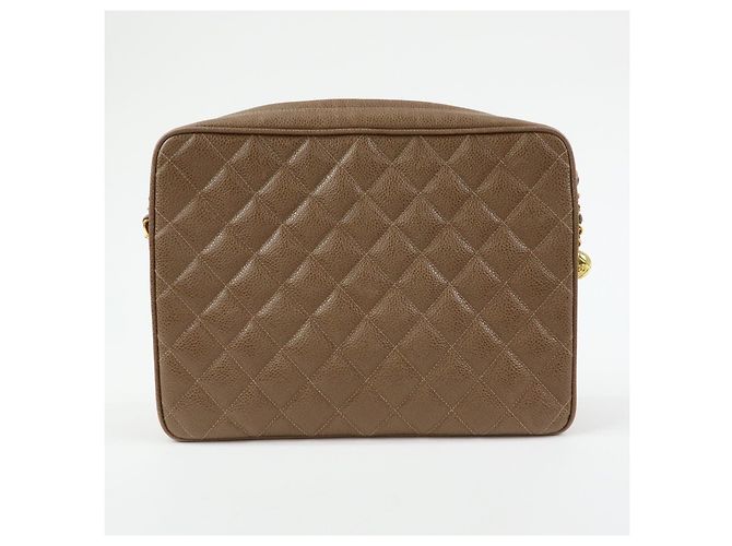 Borsa a spalla con catena CHANEL Matelasse Cavairskin Marrone Chiaro - vista 2