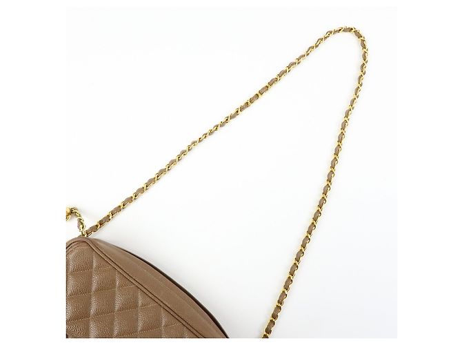Borsa a spalla con catena CHANEL Matelasse Cavairskin Marrone Chiaro - vista 6