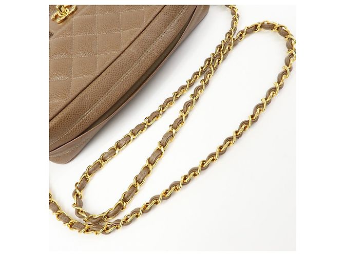 Borsa a spalla con catena CHANEL Matelasse Cavairskin Marrone Chiaro - vista 7